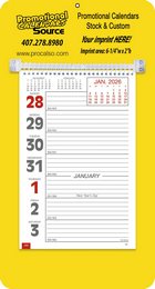 Promotional Big Numbers Weekly Memo Calendar  - Yellow promotional calendar – Memo Style Calendars – 2026