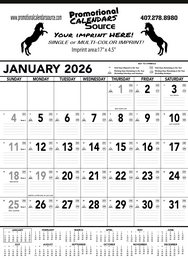 Black & White Contractor Memo Calendar, Size 18x25 promotional calendar – Contractor Calendars – 2026