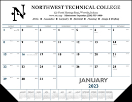 Desk Pad Calendar w Vinyl Corners Blue & Black imprint promotional calendar – Desk Pad Calendars – 2026