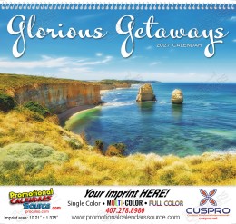 2027 Glorious Getaways Promotional Calendar – Stunning Travel Destinations, Custom Printed, Spiral Binding, Perfect for Promotions & Gifting promotional calendar – World Travel Calendars – 2026