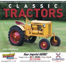 2027 Classic Tractors Promotional Calendar – Vintage Tractor Photography, Custom Printed, Spiral Binding promotional calendar – Tractors Calendars – 2026