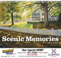 Scenic Memories Illustrations Calendar, Spiral promotional calendar – Art Themed Calendars – 2026