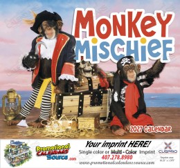 Monkey Mischief Promotional Calendar  Stapled promotional calendar – Monkeys Calendars – 2026