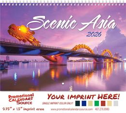 Scenes Across Asia 13-Month Wall Calendar – Customizable Spiral-Bound Promotional Calendar with Asian Travel Photography promotional calendar – Scenic Travel Calendars – 2026