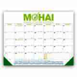 Personalized Desk Pad Calendar with Blue & Gold Grid - size 22x17 promotional calendar – Desk Pad Calendars – 2026