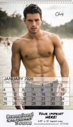 Male Models 2027 Calendar with Top Spiral ,Size 8x14 promotional calendar – Nude Calendars – 2026