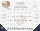 Desk Pad Calendar Blue & Gold Grids with Julian & Contractor Dates, 3 Imprint Areas promotional calendar – Desk Pad Calendars – 2026