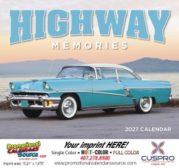Highway Memories Cars Wall Calendar  Stapled promotional calendar – Cars Calendars – 2026