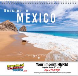 Beaches in  Mexico Scenic Calendar w Spiral Binding promotional calendar – Mexico Calendars – 2026