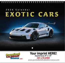 Exotic Modern Cars Calendar w Spiral Binding promotional calendar – Cars Calendars – 2026
