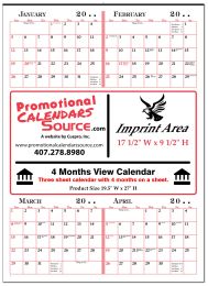 Custom 4-Month In View per page Calendar, size 19.5x27, 3 Sheet, Tinned Top promotional calendar – Custom 4-Months-In-View Calendars – 2026