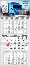 Custom 3 month 2 Panel calendar w Week Numbers & Julian Dates, 12"x26" promotional calendar – Custom 3-Months-In-View Calendars – 2026