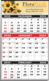 3-Months-In-View Multi-Sheets Calendar w/Tinned Top 10-7/8x18 promotional calendar – 3 Month View Calendars – 2026