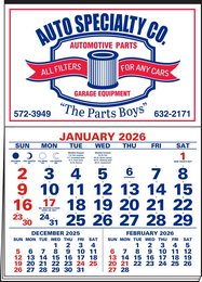 3-Months-In-View Half Apron Calendar with 2-Color Red-Blue Imprint 20.5x28.5 promotional calendar – Half-Apron Calendars – 2026