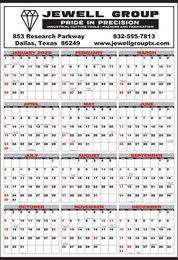 Full Year In View Calendar 19.5x28 Black & Red Grid promotional calendar – 12 Month View Calendars – 2026