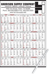 Mid Size Year In View Calendar, Write On/Wipe Off Surface 22x32, Black & Red Grid promotional calendar – 12 Month View Calendars – 2026