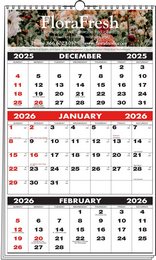3-Months-In-View Mini Multi-Sheets Wire O Bound Calendar 10-7/8x18 promotional calendar – 3 Month View Calendars – 2026