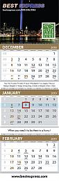 3-Month 4 Panel Custom Calendar with 3 Dop Ads 13x39.5 promotional calendar – Custom 3-Months-In-View Calendars – 2026