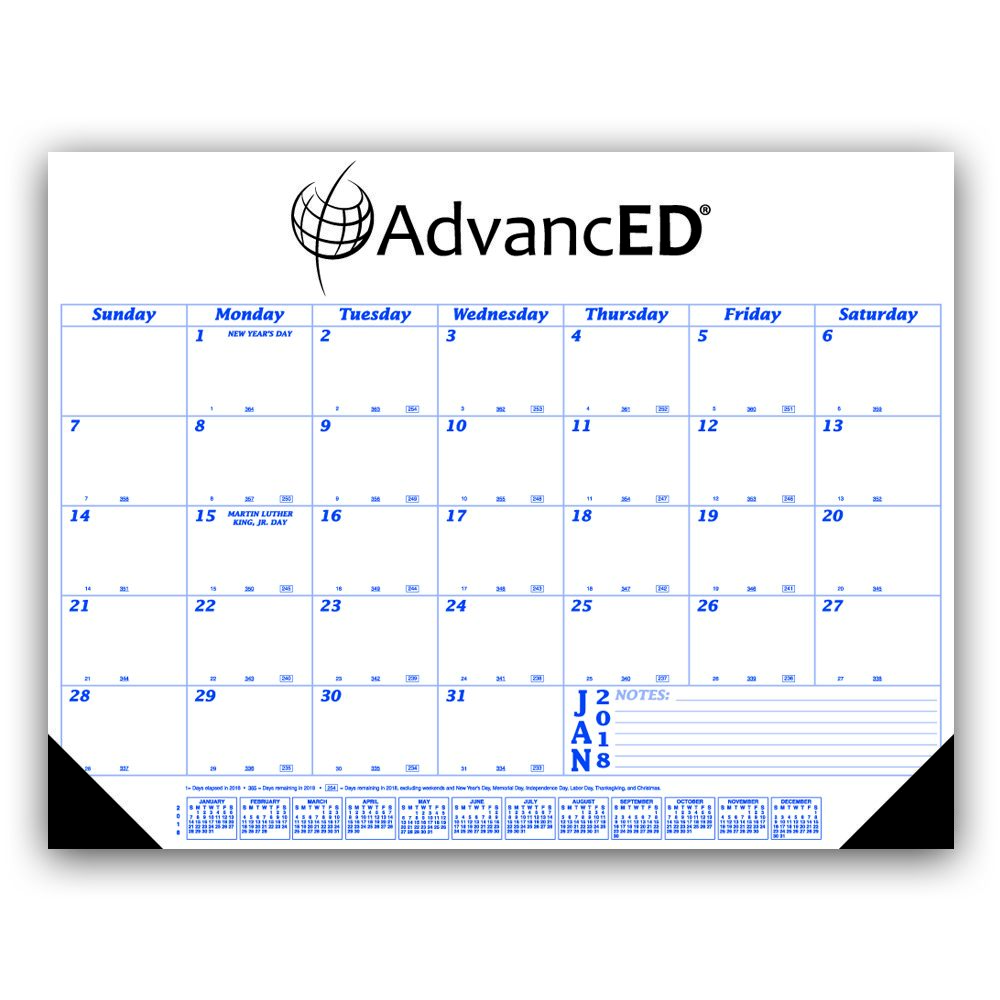 Custom Printed Desk Pad Calendar with Blue Grid Customized, 22x17