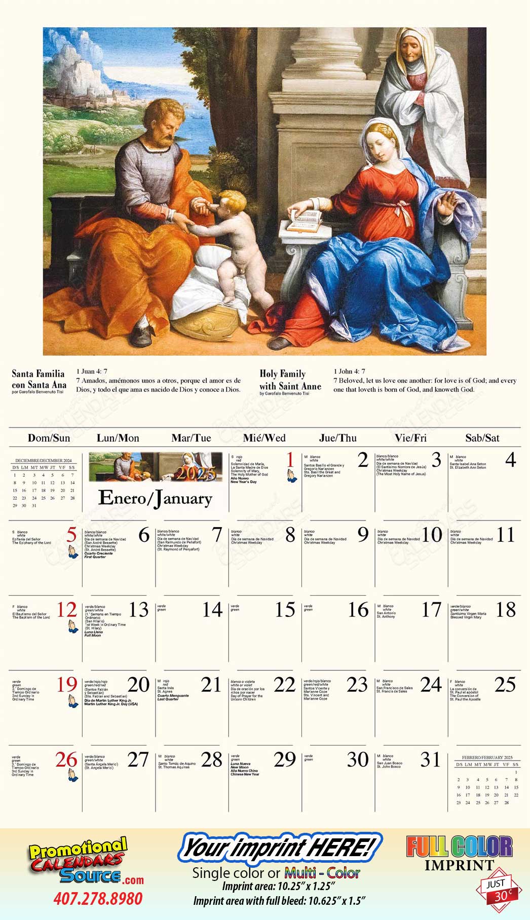 Catholic Inspirations Bilingual Spanish/English Religious Calendar