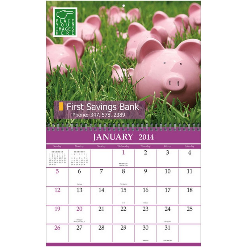 Custom Single Image Calendar with Tearoff Grid