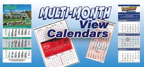 buy custom printed 3-Month, 4-Month, 5-Month and 6-Month in view wall calendars for business